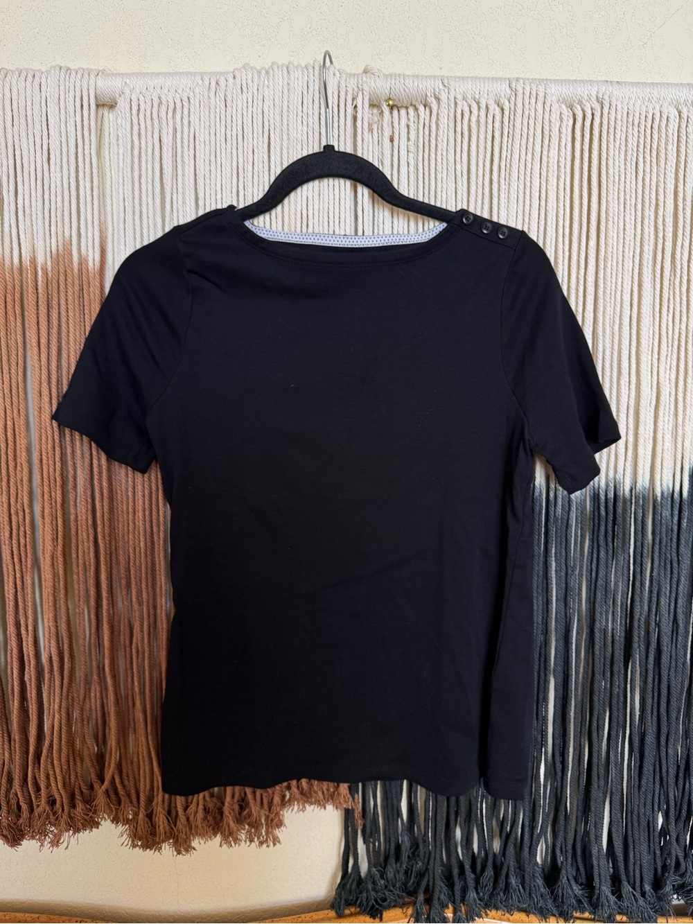Black Charter Club cotton t-shirt with button detail; perfect condition